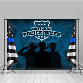 Aperturee - Aperturee Navy Blue Usa Flag National Police Week Backdrop